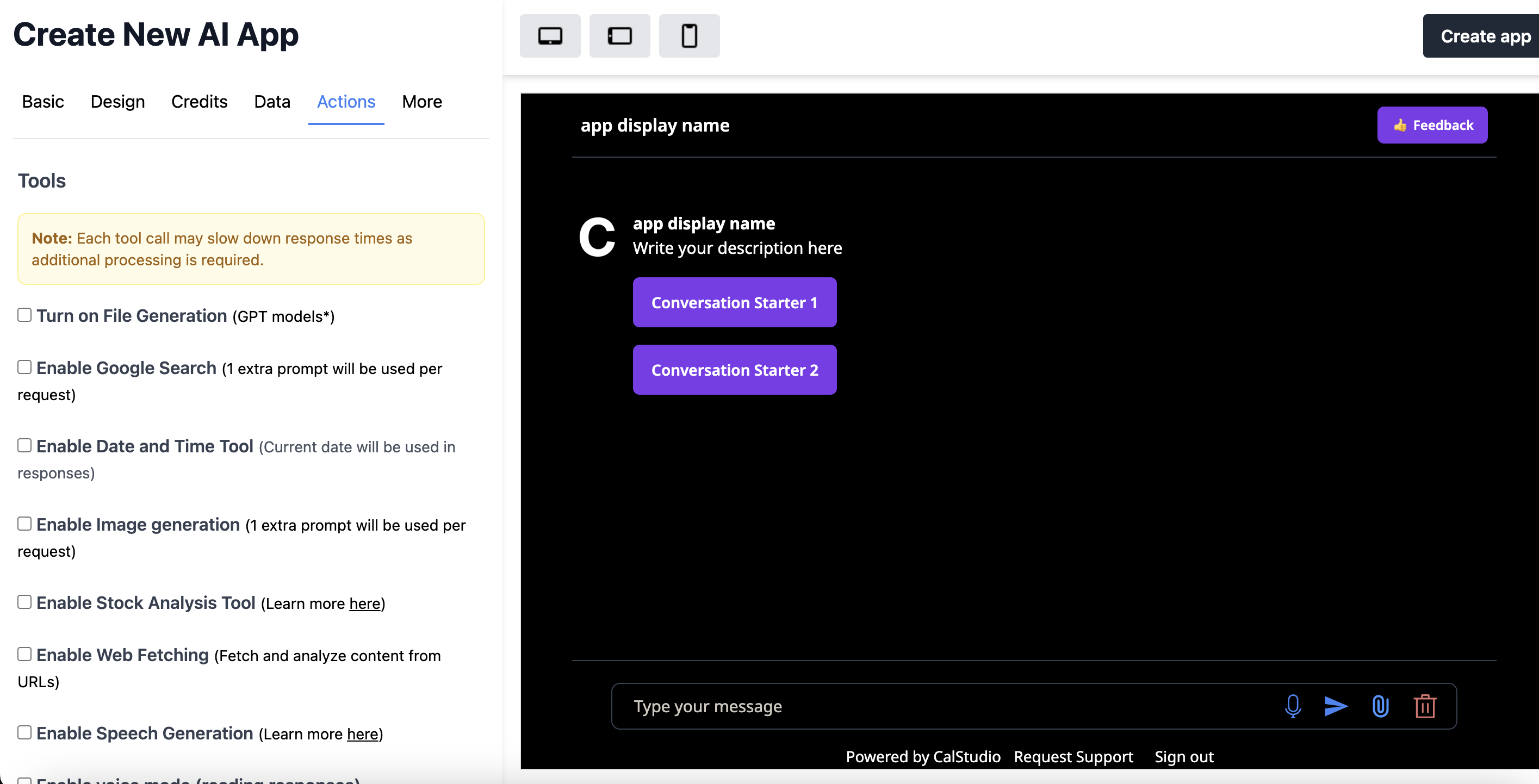 Actions tab with MCP server configuration